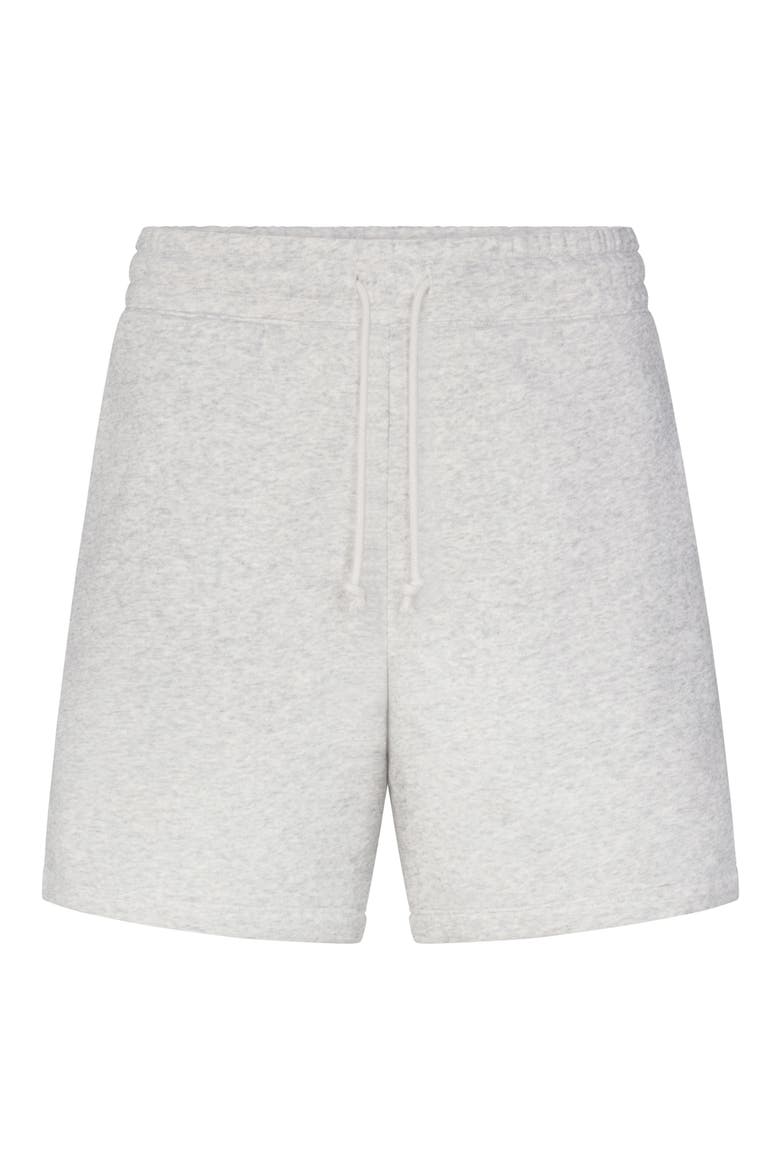 FLEECE LOUNGE RELAXED SHORT, Alternate, color, LIGHT HEATHER GREY