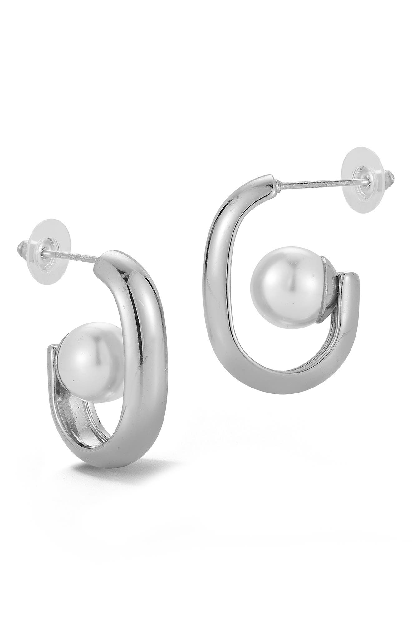 GLAZE JEWELRY Faux Pearl Hoop Earrings