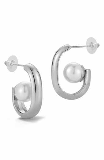 Faux Pearl Hoop Earrings