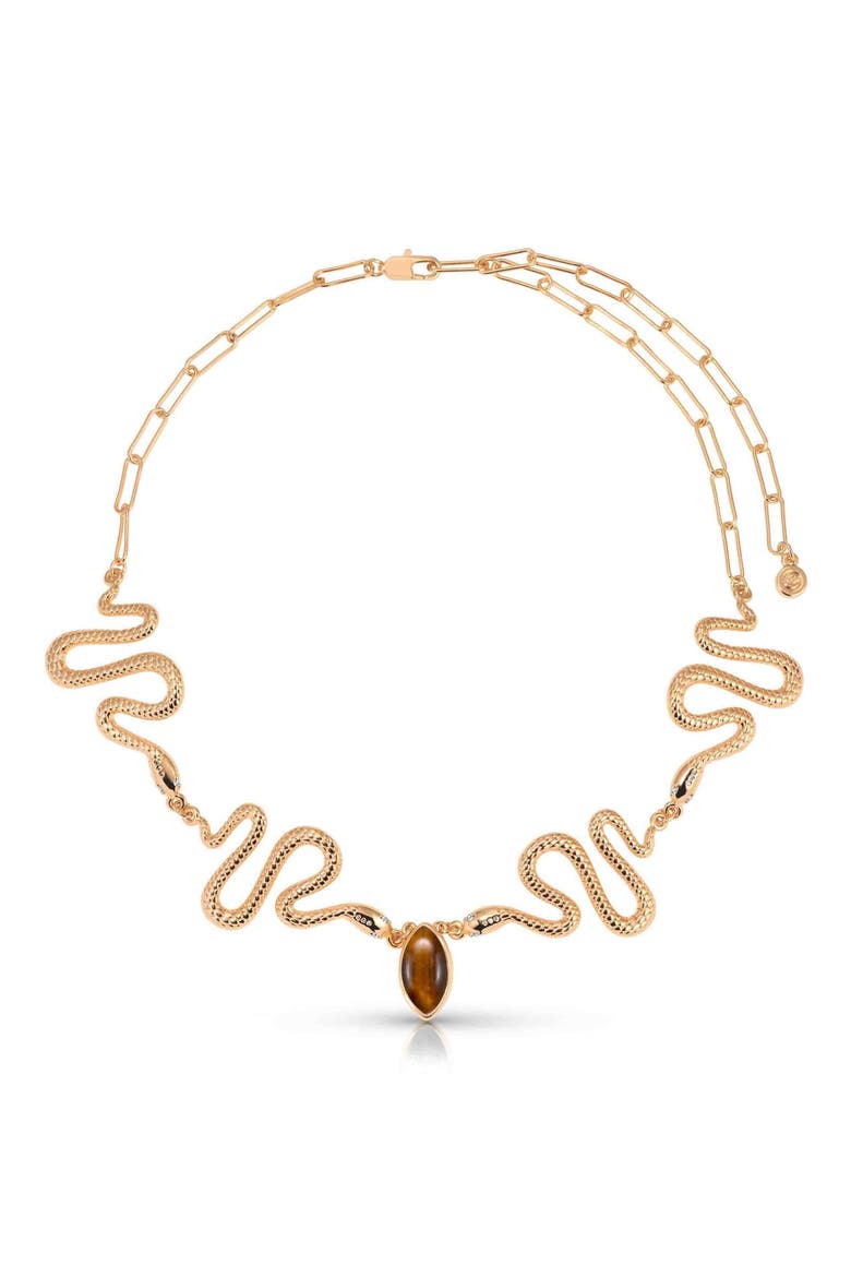 Serpentina Tiger's Eye Snake Choker Necklace, Main, color, TIGERS EYE