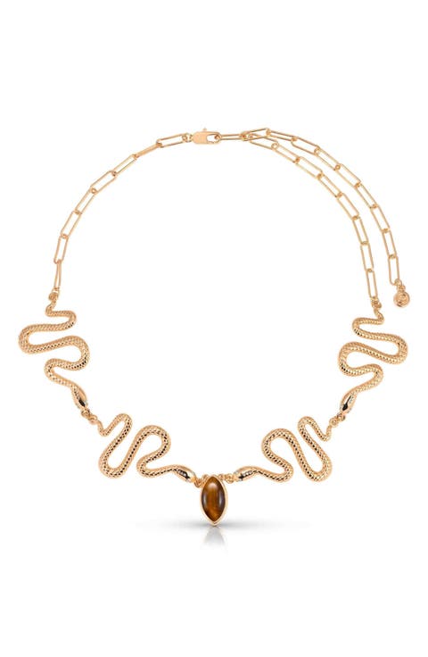 Serpentina Tiger's Eye Snake Choker Necklace