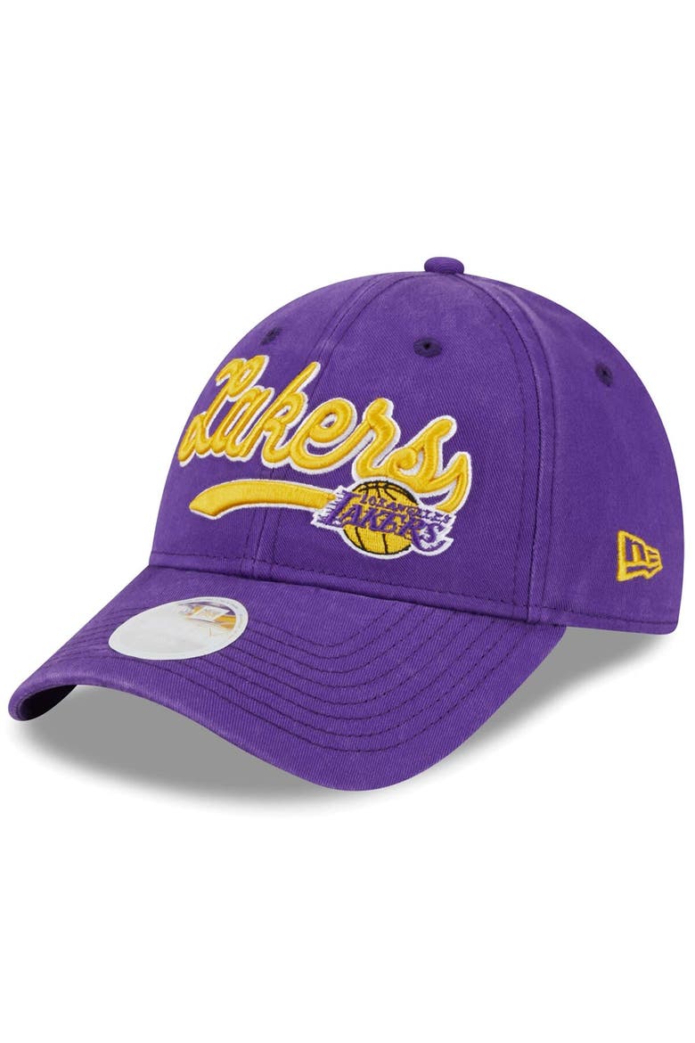 Women's New Era Purple Los Angeles Lakers Cheer Tailsweep 9FORTY Adjustable Hat, Main, color, Purple