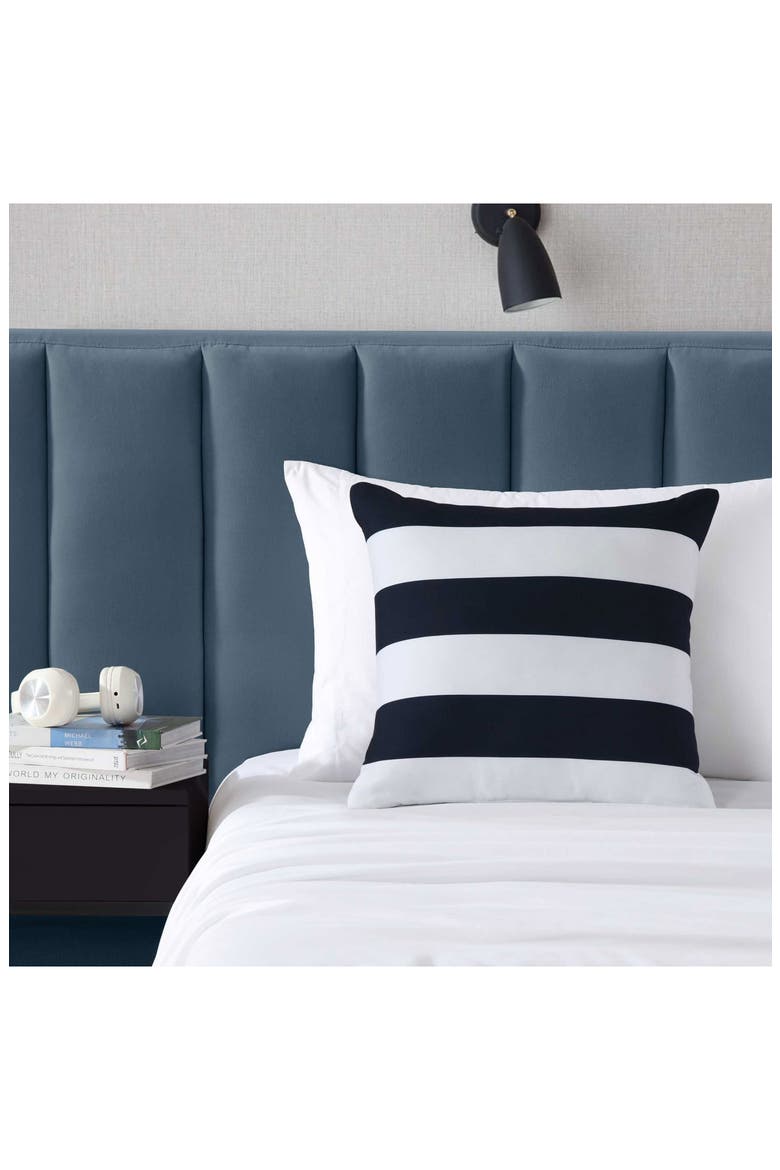 Sailor Stripe Microfiber Throw Pillow, Alternate, color, DARK BLUE