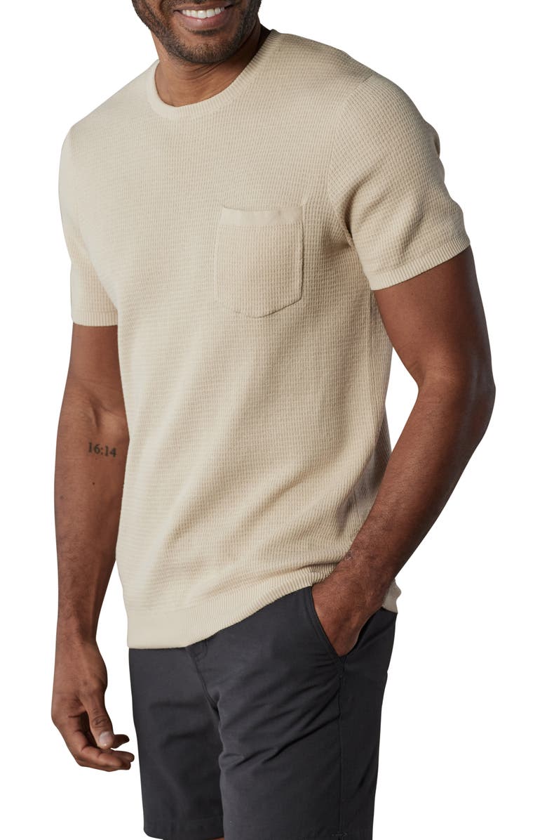 The Normal Brand Waffle Stitch Short Sleeve Sweater, Alternate, color, Tan