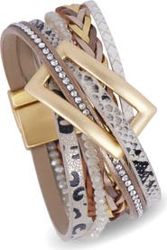 SAACHI Embossed Faux Leather Buckle Bracelet