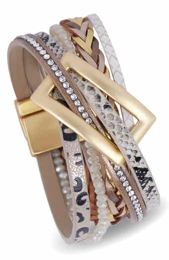 SAACHI Embossed Faux Leather Buckle Bracelet