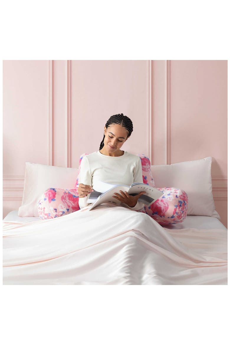Floral Plush Back Rest Decor Pillow, Alternate, color, PINK