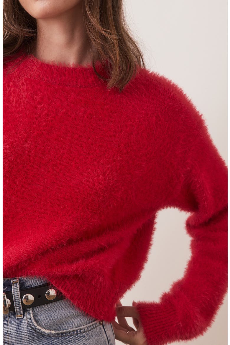 Teddy Eyelash Crop Sweater, Alternate, color, SCARLET