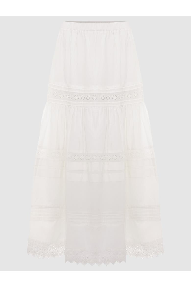 Rosa Tiered Skirt, Alternate, color, White