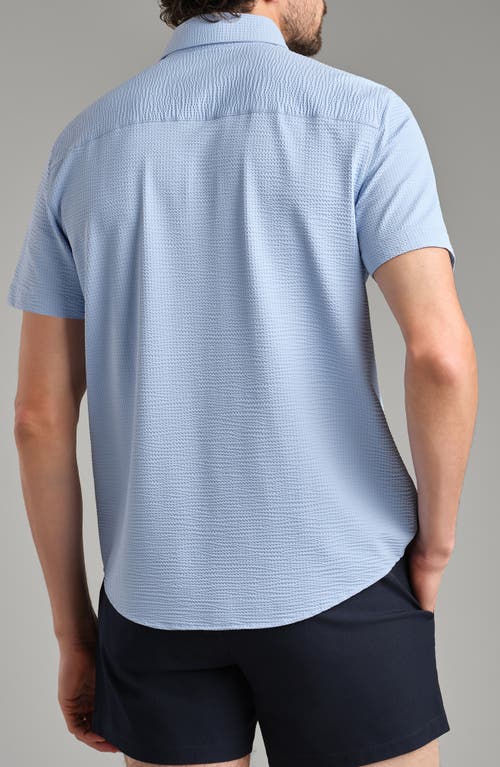 Rhone Commuter Seersucker Short Sleeve Button-up Shirt In Light Blue