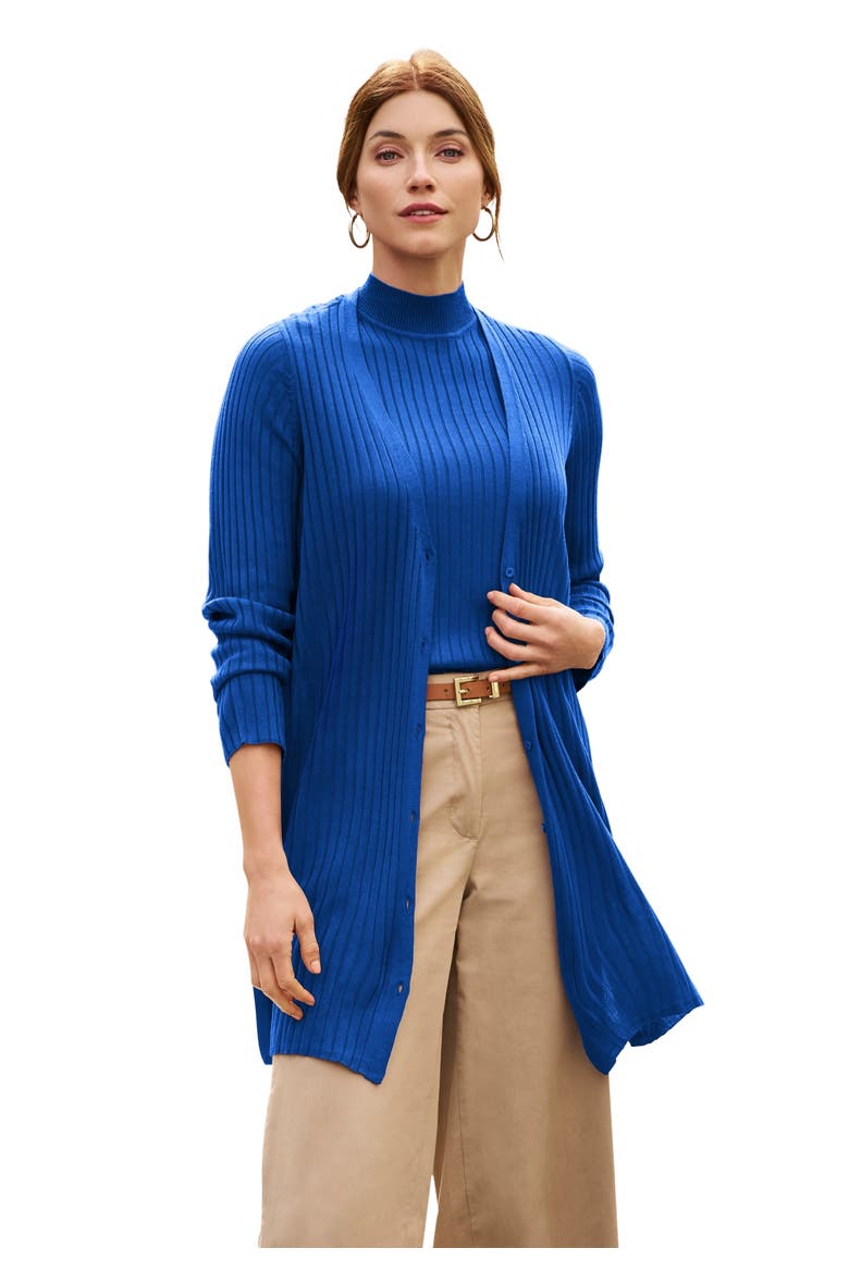 Ribbed Midi Cardigan, Main, color, DARK SAPPHIRE