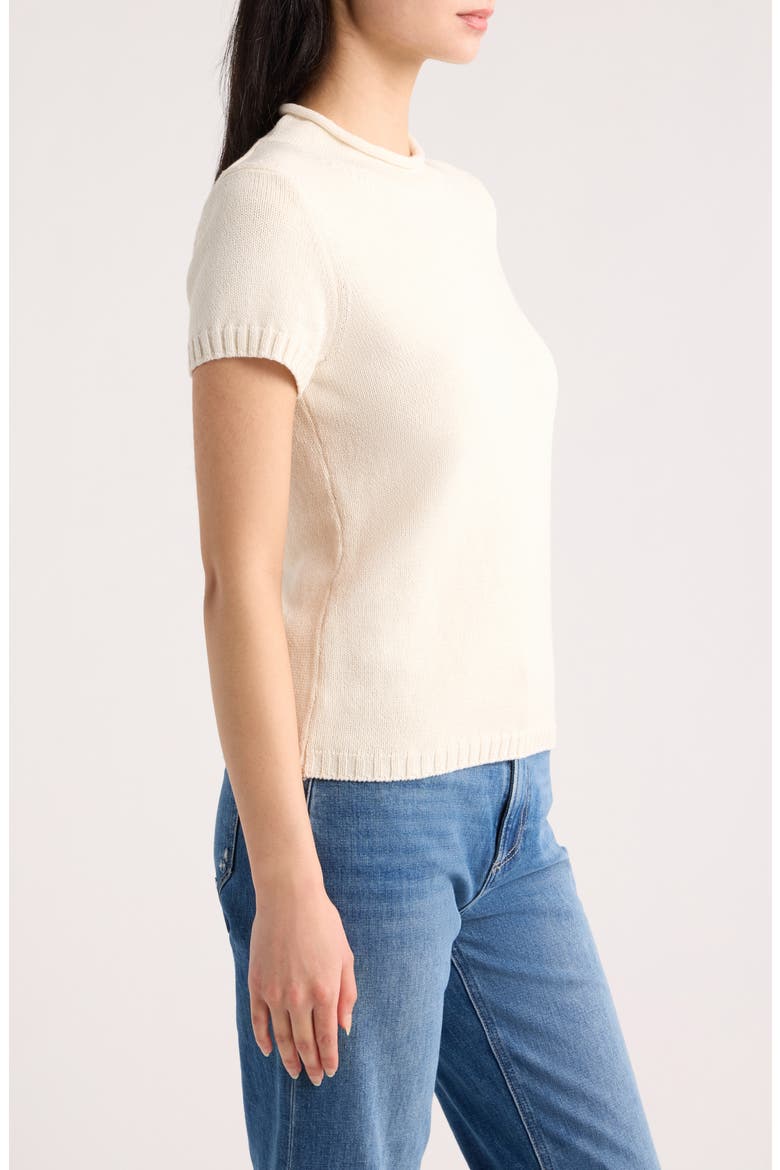 Solene Organic Cotton Short Sleeve Sweater, Alternate, color, FIOR DI LATTE