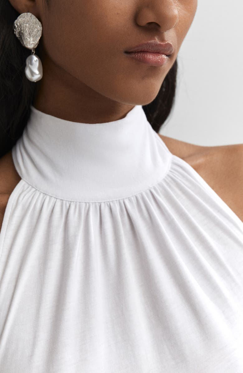 MANGO Open Back Halter Cotton Maxi Dress, Alternate, color, 