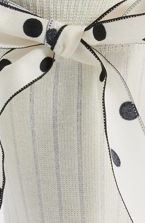 Stems Polka Dot Ribbon Crew Socks In Ivory