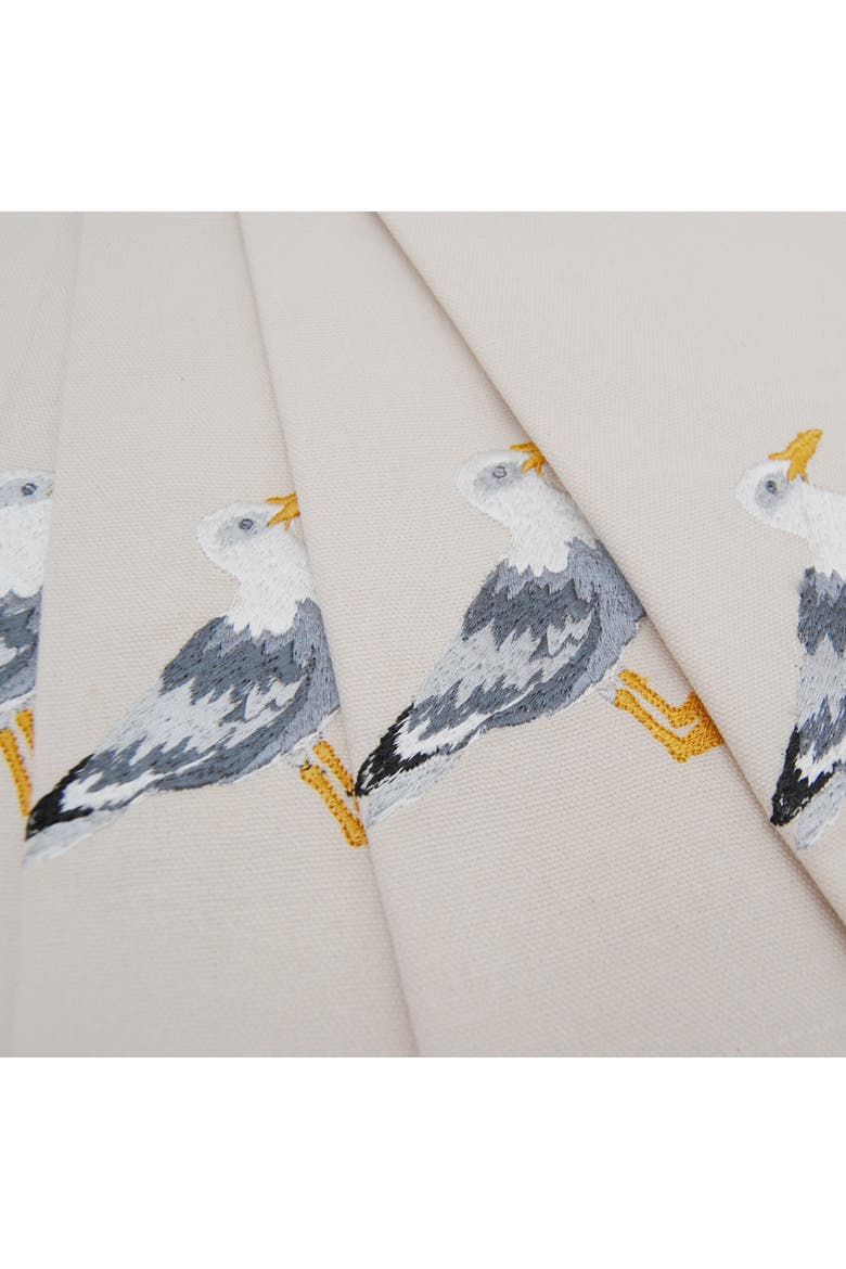 Seagull Beige Cream 100% Cotton Embroidered Set of 4 Fringe Cloth Napkins, Alternate, color, Beige