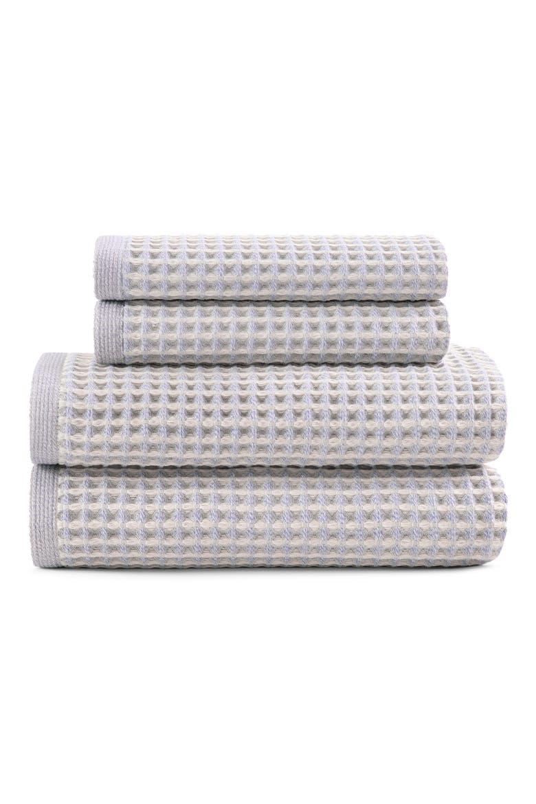 Pure Yarn Dyed Cotton Waffle 4-Piece Bath & Hand Towel Set, Main, color, CHAMBRAY BLUE