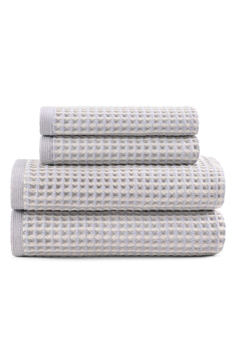 DKNY Pure Pure Yarn Dyed Cotton Waffle 4-Piece Bath & Hand Towel Set, Main, color, Chambray Blue