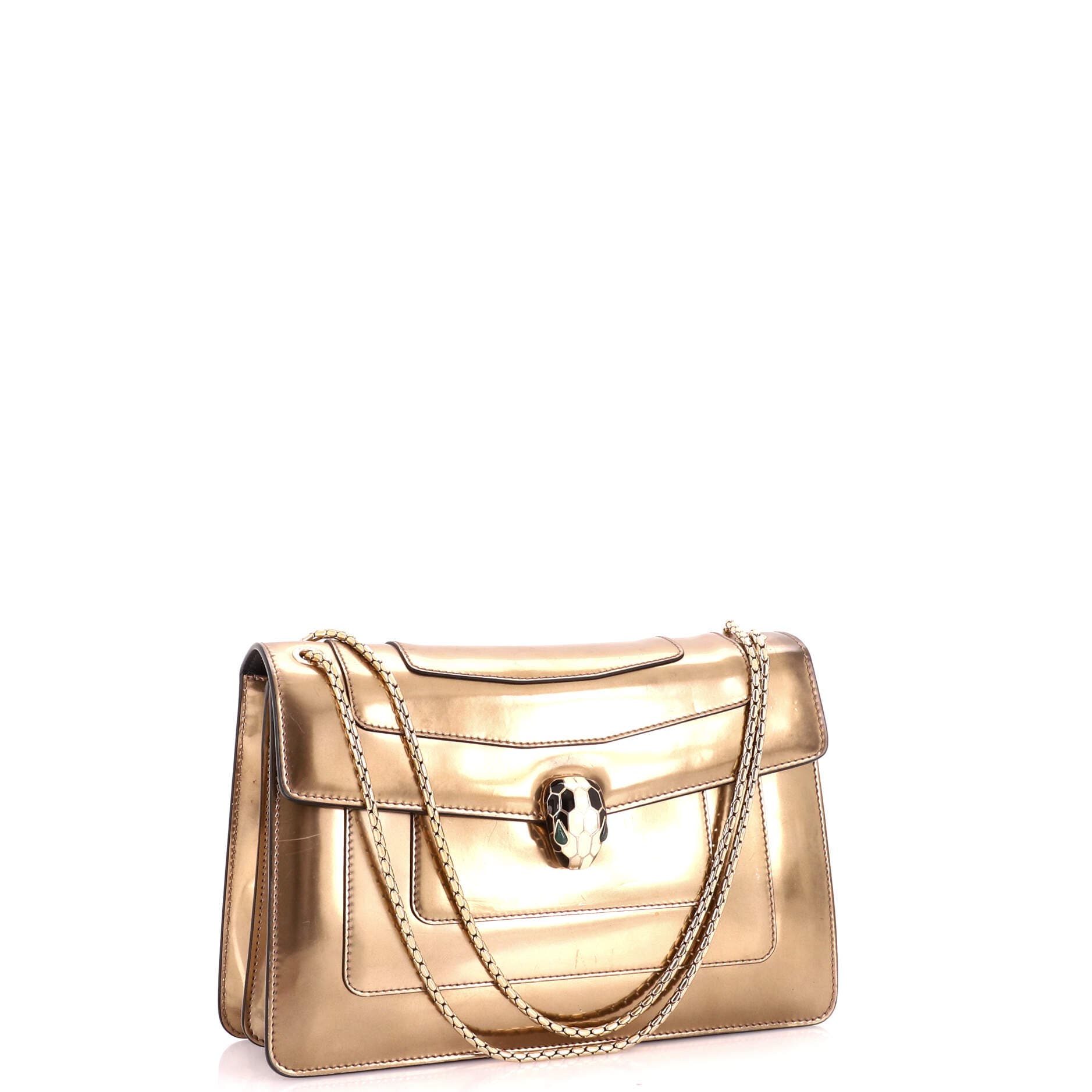 Serpenti Forever Shoulder Bag Patent Medium, Alternate, color, Metallic Gold