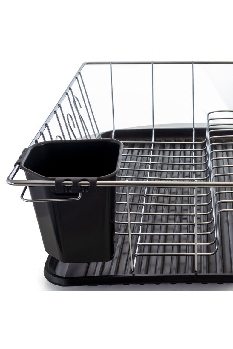 16in Chrome Dish Rack with Black Draining Tray, Alternate, color, Black