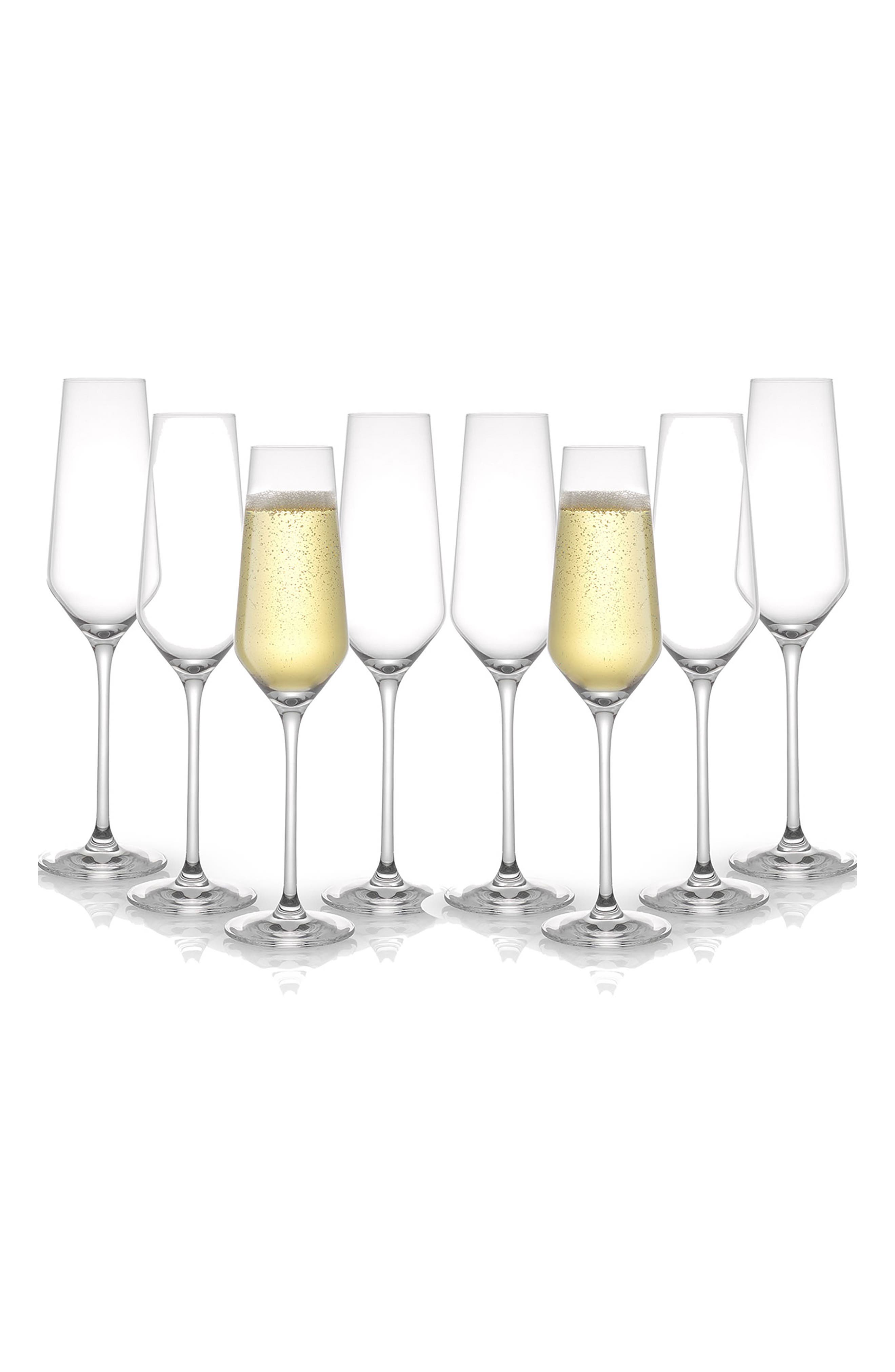 JoyJolt Set of 8 Layla Crystal Bubbles Flutes