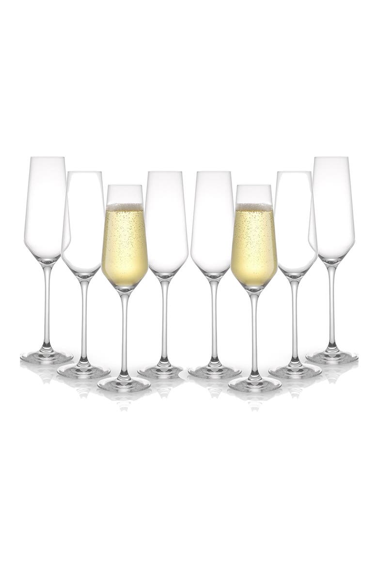 Set of 8 Layla Crystal Bubbles Flutes, Main, color, CLEAR