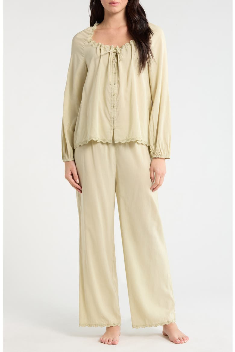 Paloma Relaxed Fit Organic Cotton Blend Pajamas, Main, color, DRIED HERBS