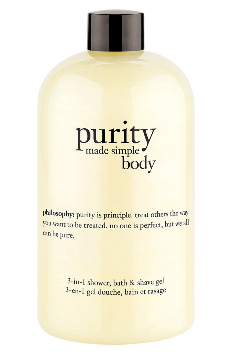philosophy 'purity made simple body' 3-in-1 shower, bath & shave gel, Main, color, 