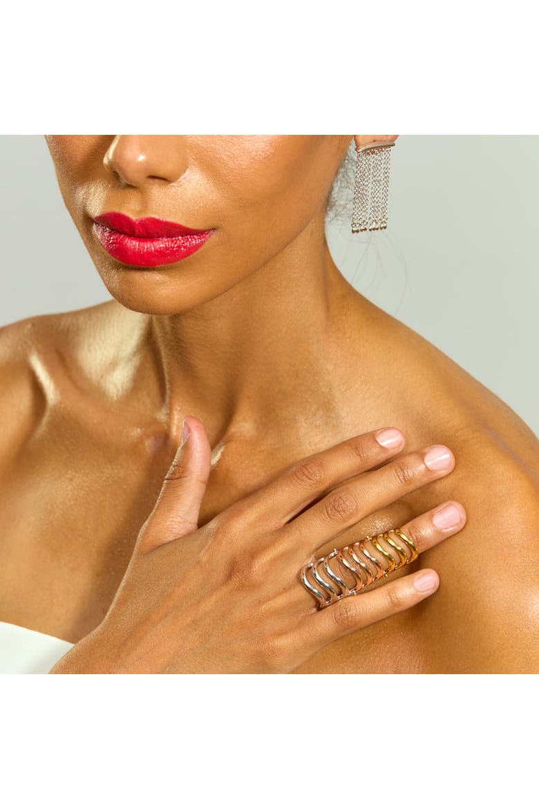 Tri Tone Waterfall Armour Ring, Alternate, color, Multi Color