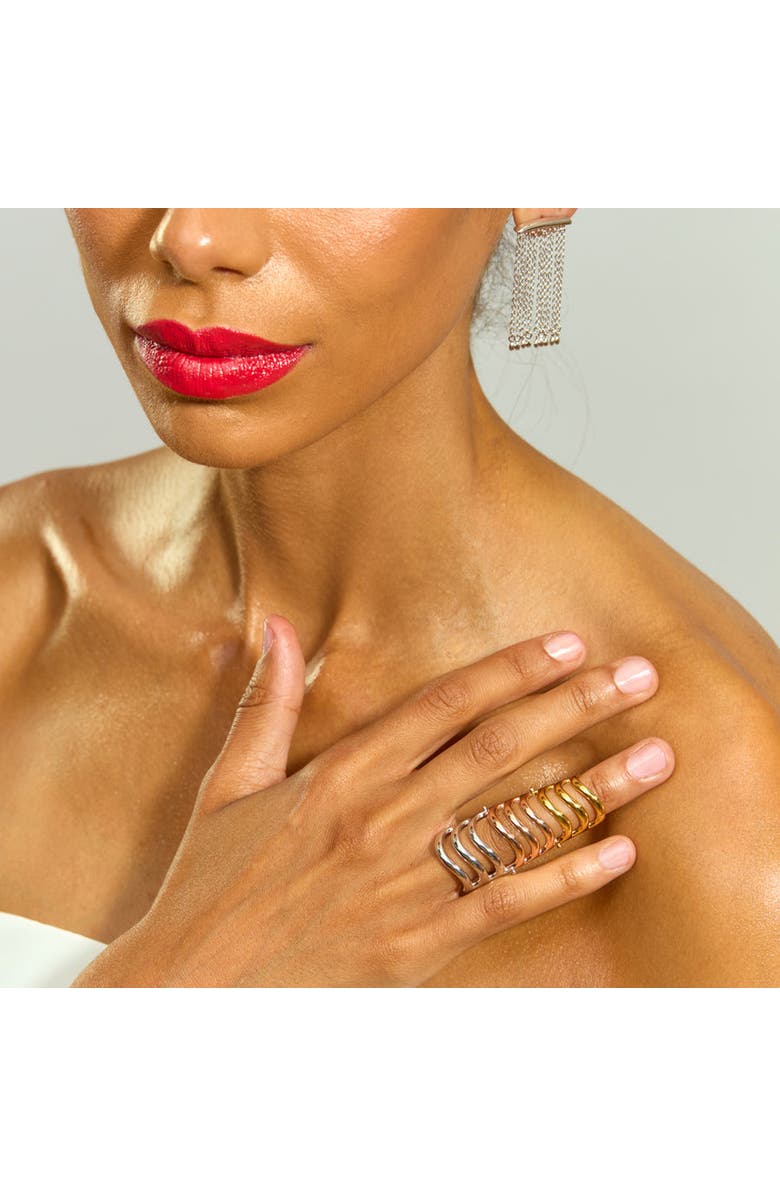 Lucy Quartermaine Tri Tone Waterfall Armour Ring, Alternate, color, Multi Color