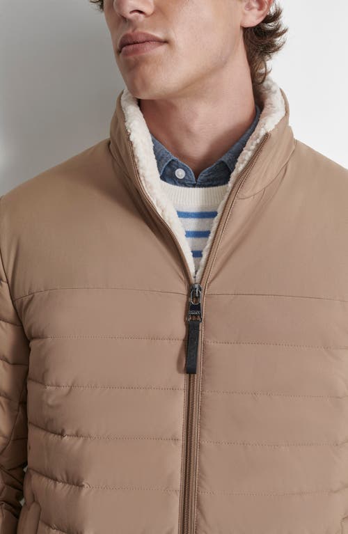 Dkny Men's Quilted Fleece-lined Full-zip Puffer Jacket In Tan