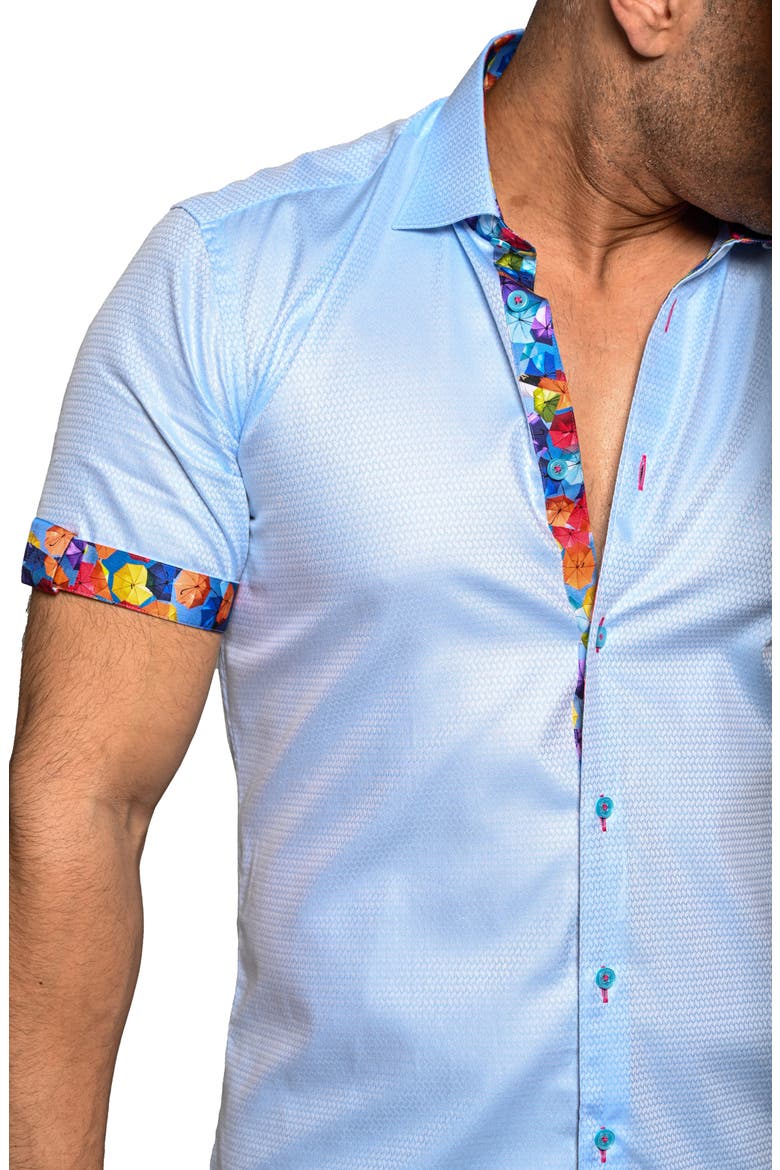 Galileo Resistance Short Sleeve Button-Up Shirt, Alternate, color, BLUE