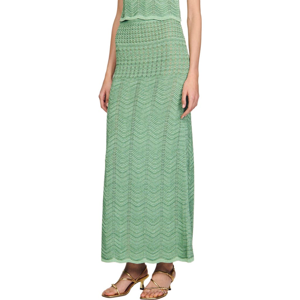 Sandro Knitted Maxi Skirt In Mint