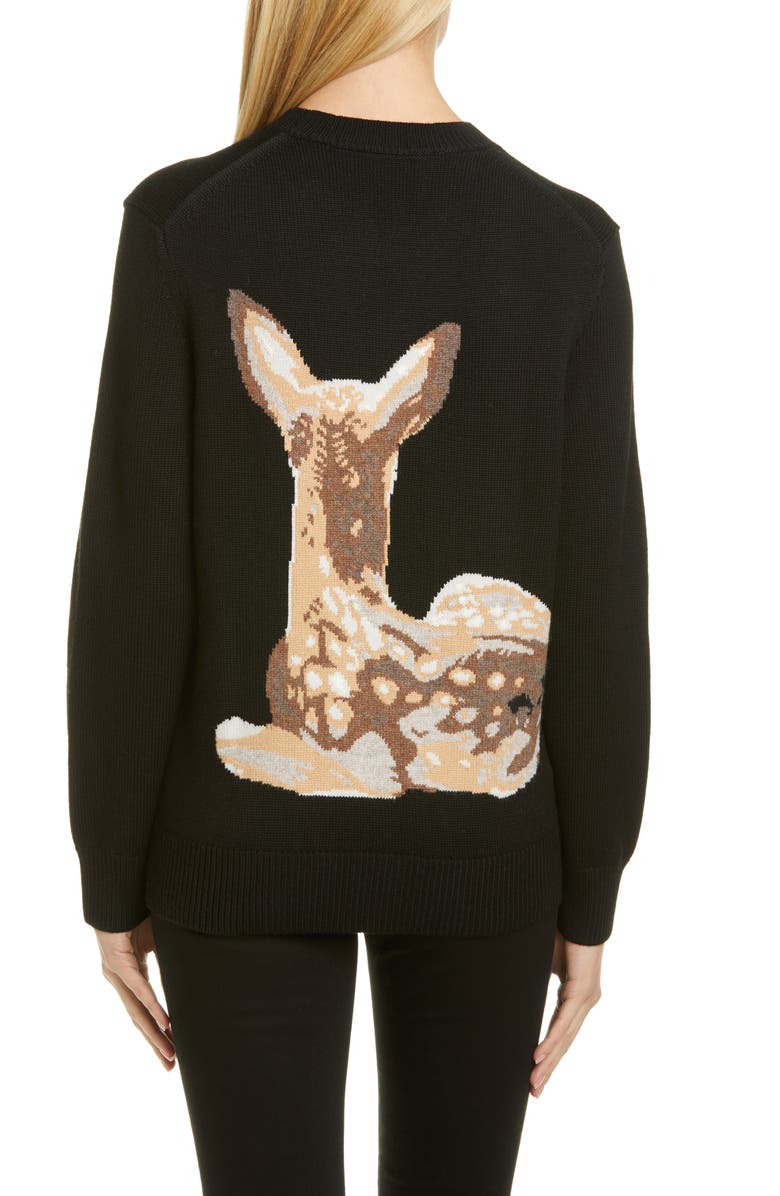 Burberry Courtney Deer Intarsia Wool Sweater, Alternate, color,