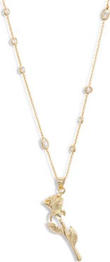 VIDAKUSH Rose Pendant Raindrop Chain Necklace