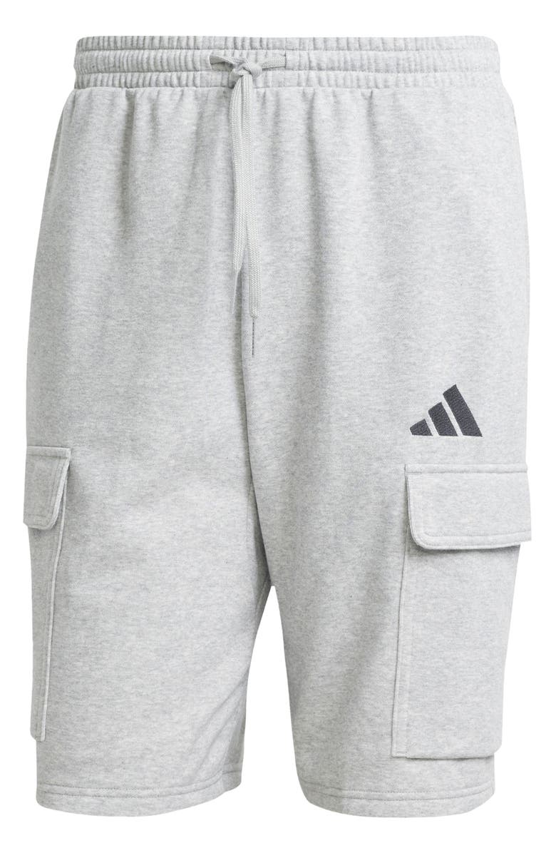 adidas Essentials Feel Cozy Cargo Shorts, Alternate, color, Medium Grey Heather/ Black