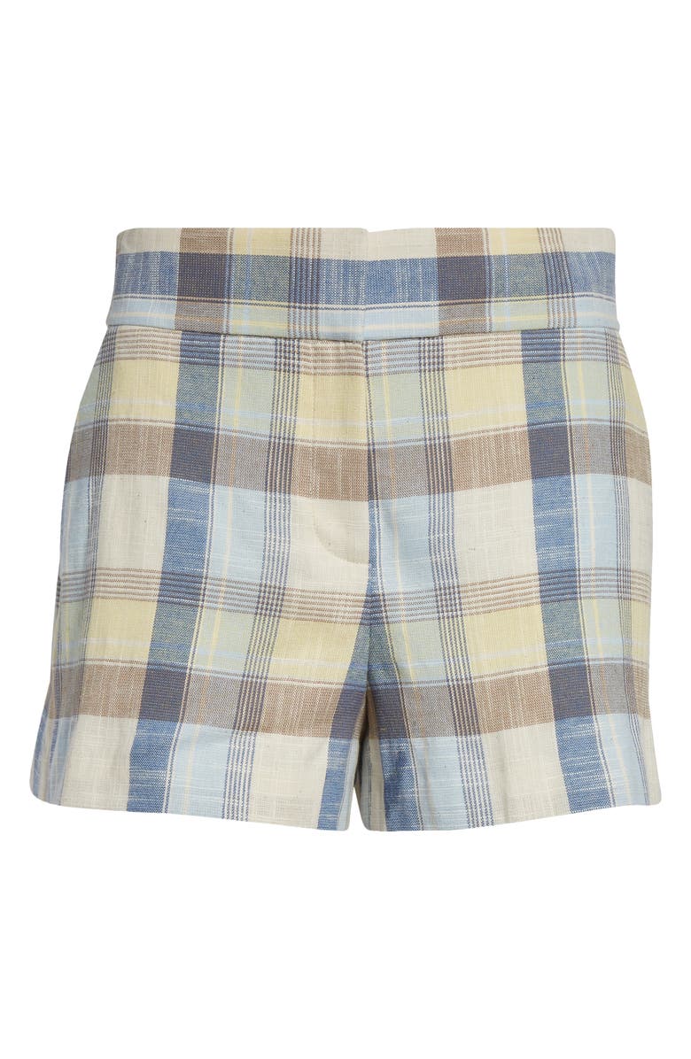 Veronica Beard Allen Plaid Cotton Blend Shorts, Alternate, color, Powder Blue Multi