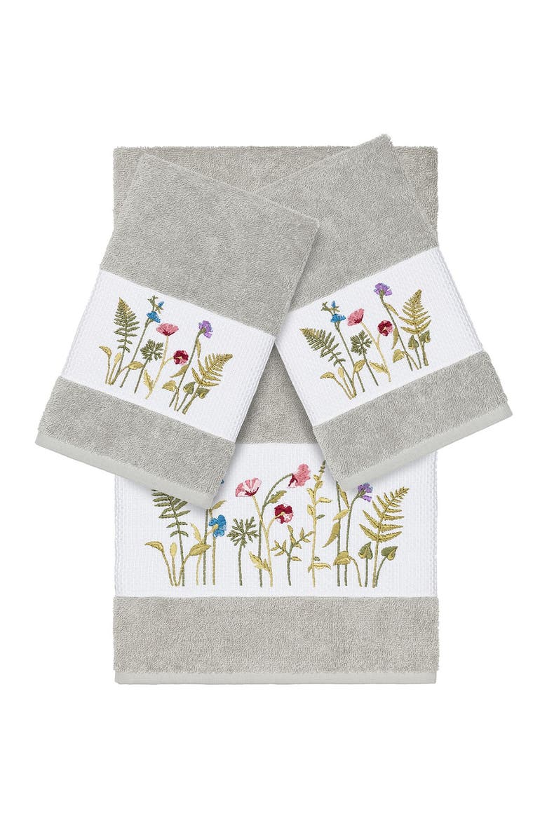 Serenity 3-Piece Embellished Towel Set - Light Grey, Main, color, LIGHT GREY