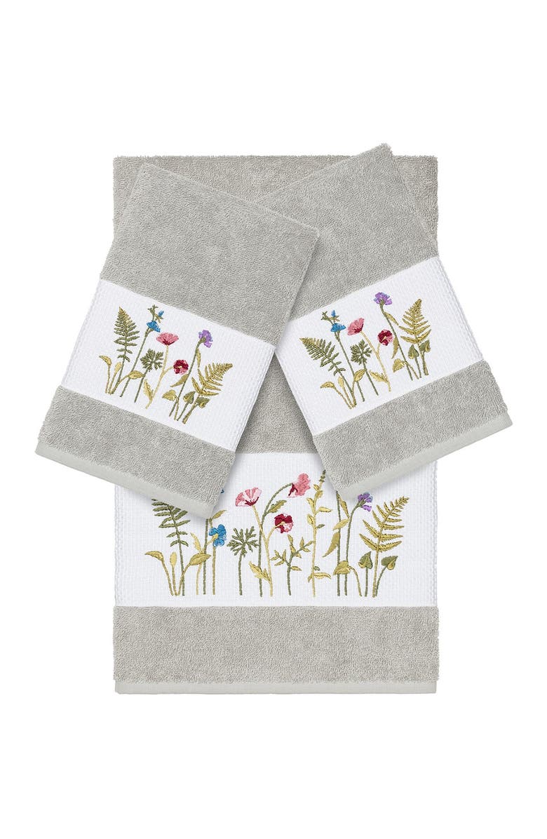 Linum Home Textiles Serenity 3-Piece Embellished Towel Set - Light Grey, Main, color, Light Grey
