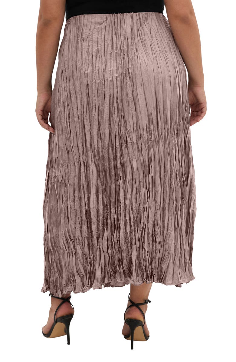 City Chic Imogen Pleated Crinkle Midi Skirt, Alternate, color, Mink