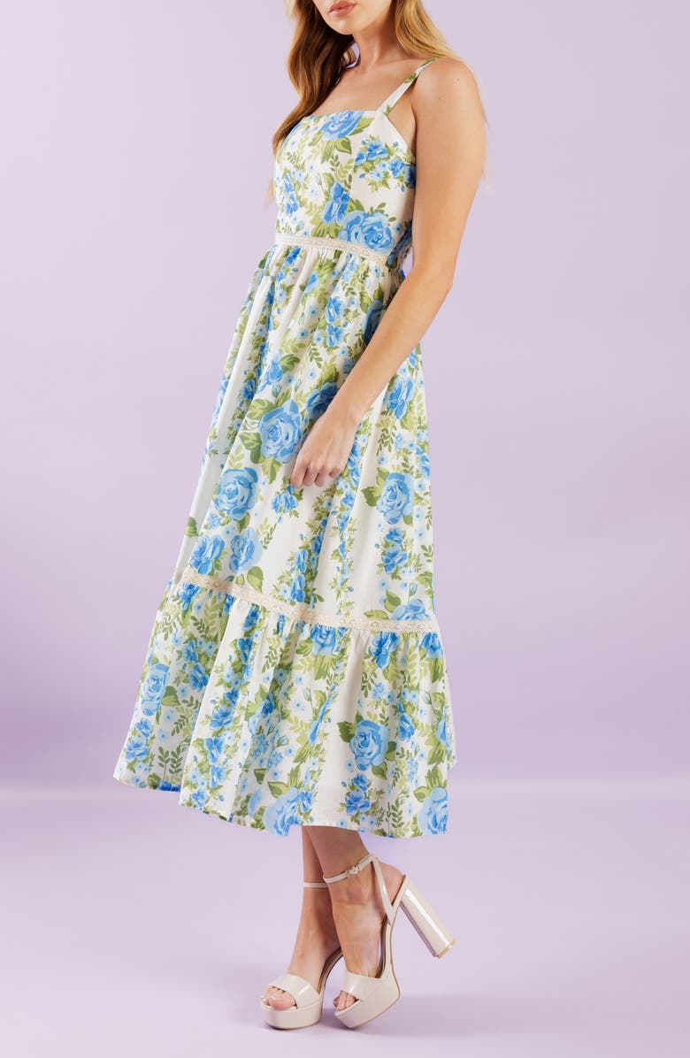FLYING TOMATO Floral Fit & Flare Midi Sundress, Alternate, color, 