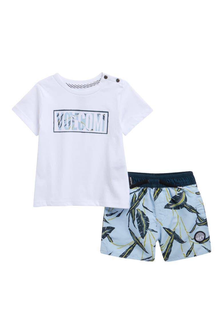 Jersey T-Shirt & Swim Shorts Set, Main, color, WHITE