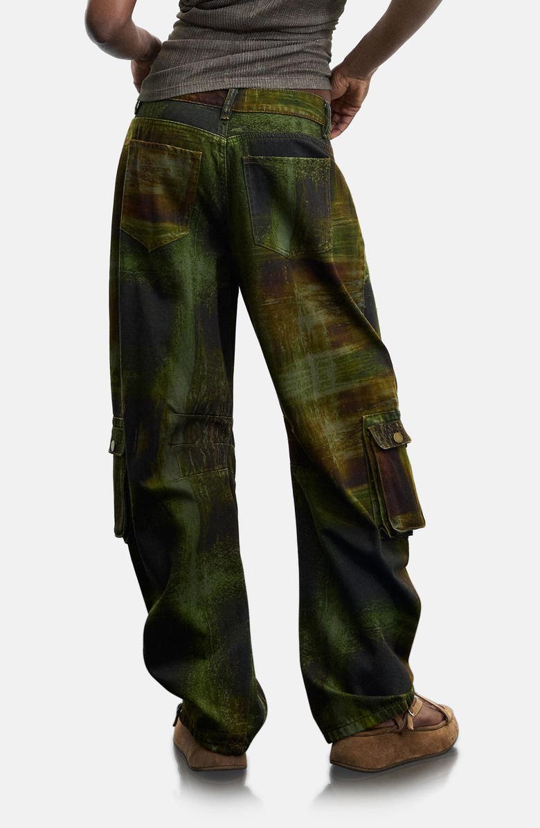 Desigual Print Cotton Cargo Pants, Alternate, color, Green
