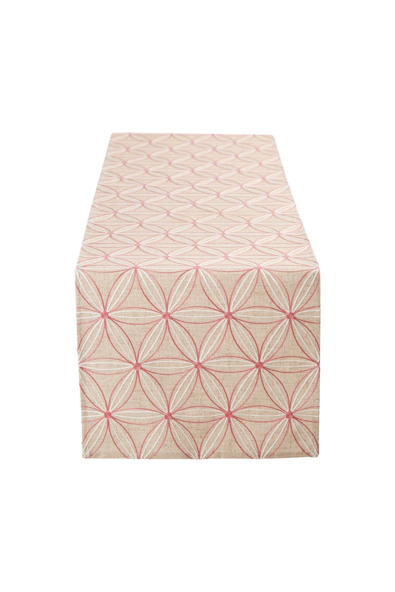 Natural Base Embroidered Flowers Table Runner, Alternate, color, Natural