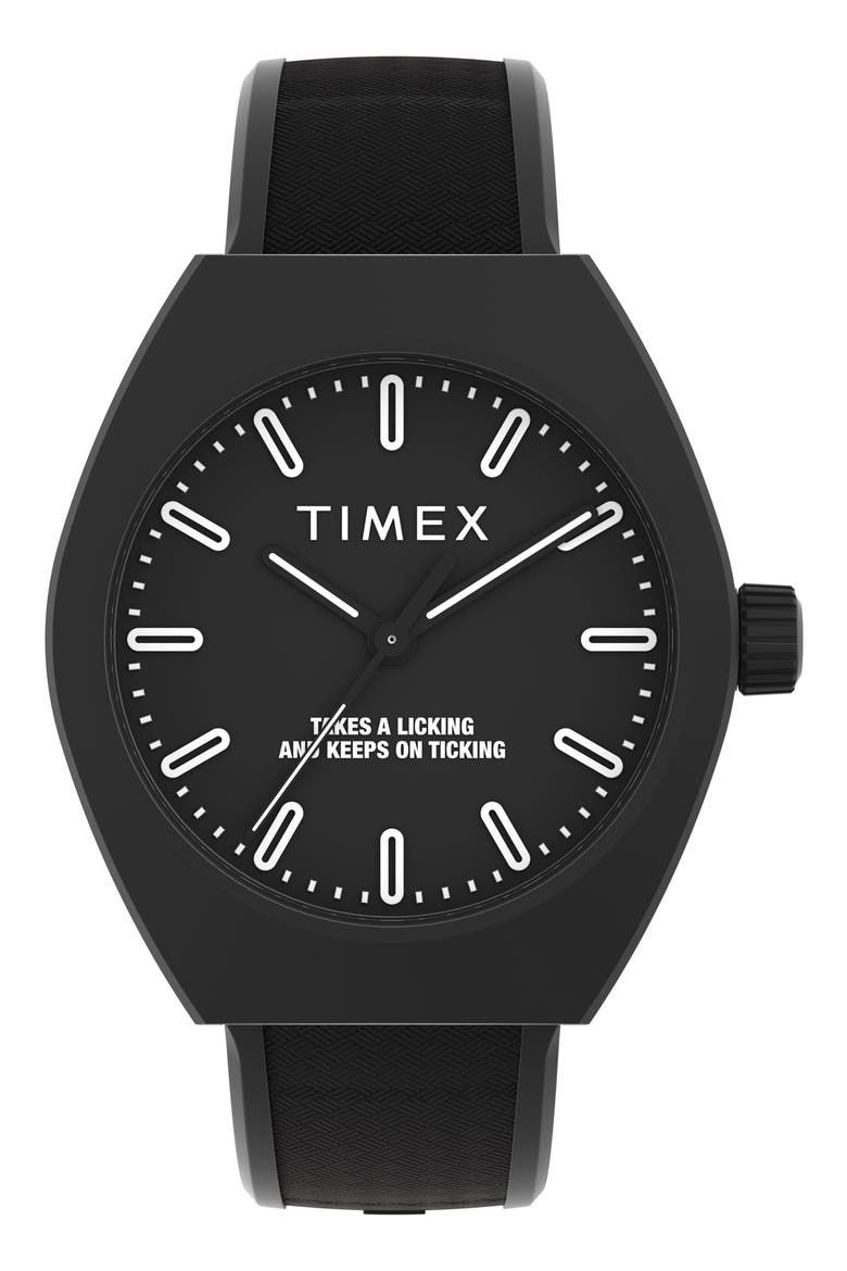 Trend Synthetic Strap Watch, 40mm, Main, color, BLACK