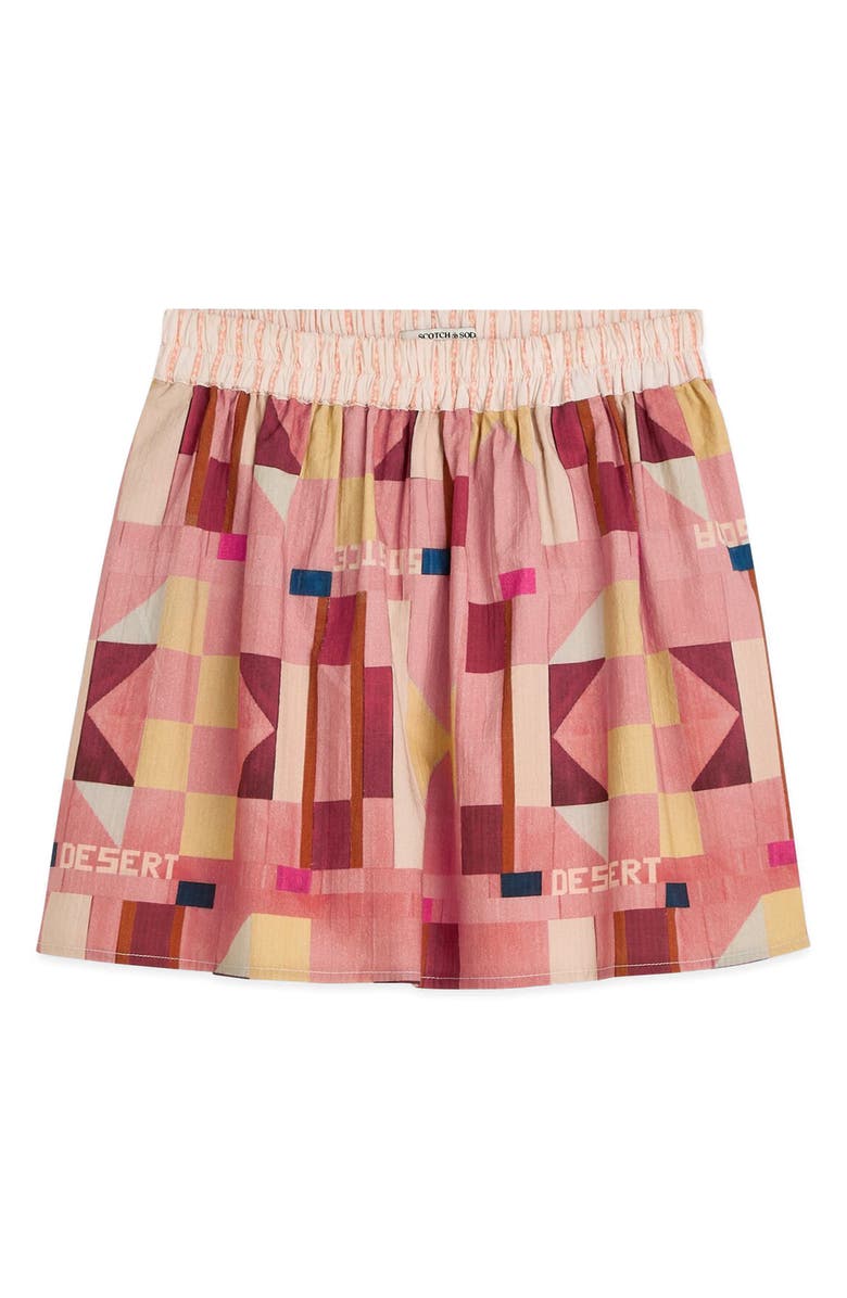 Scotch & Soda Kids' Print Cotton Seersucker Skirt, Main, color, Patchwork Canyon Clay