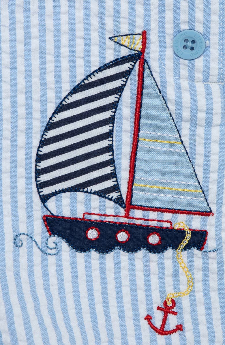 Little Me Sailboat Polo & Shortalls Set, Alternate, color, 