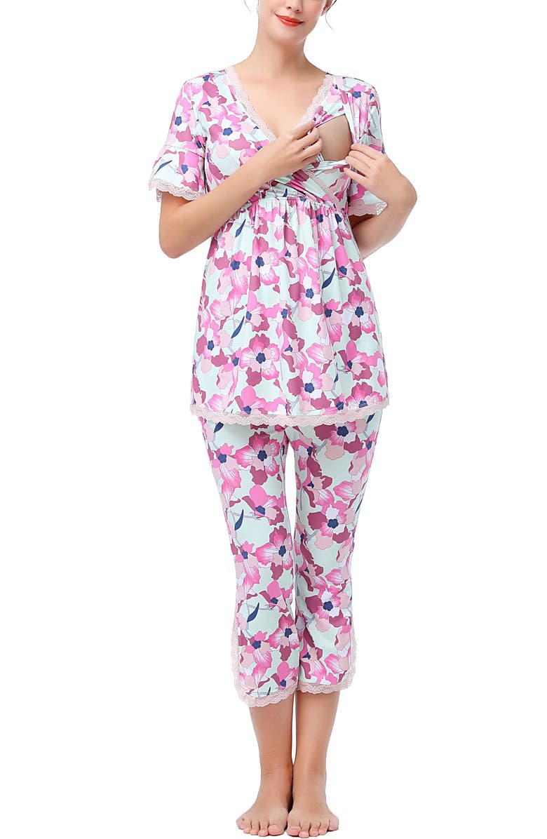 Kimi & Kai Koi Maternity Nursing 2-Piece Pajama Set, Alternate, color, Parfait Pink