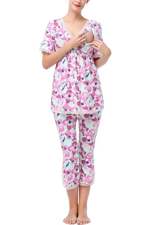 Kimi & Kai Koi Maternity Nursing 2-piece Pajama Set In Pink