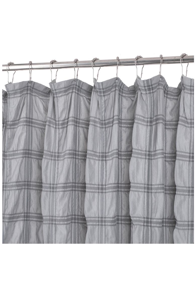 Crinkle Plaid Shower Curtain, Alternate, color, GREY