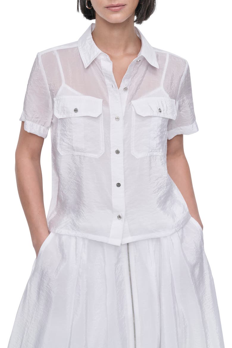 Tech Poplin Button-Up Shirt, Main, color, WHITE